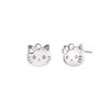 2D Kitty Cat Stud Earrings Jewelry with 925 Sterling Silver