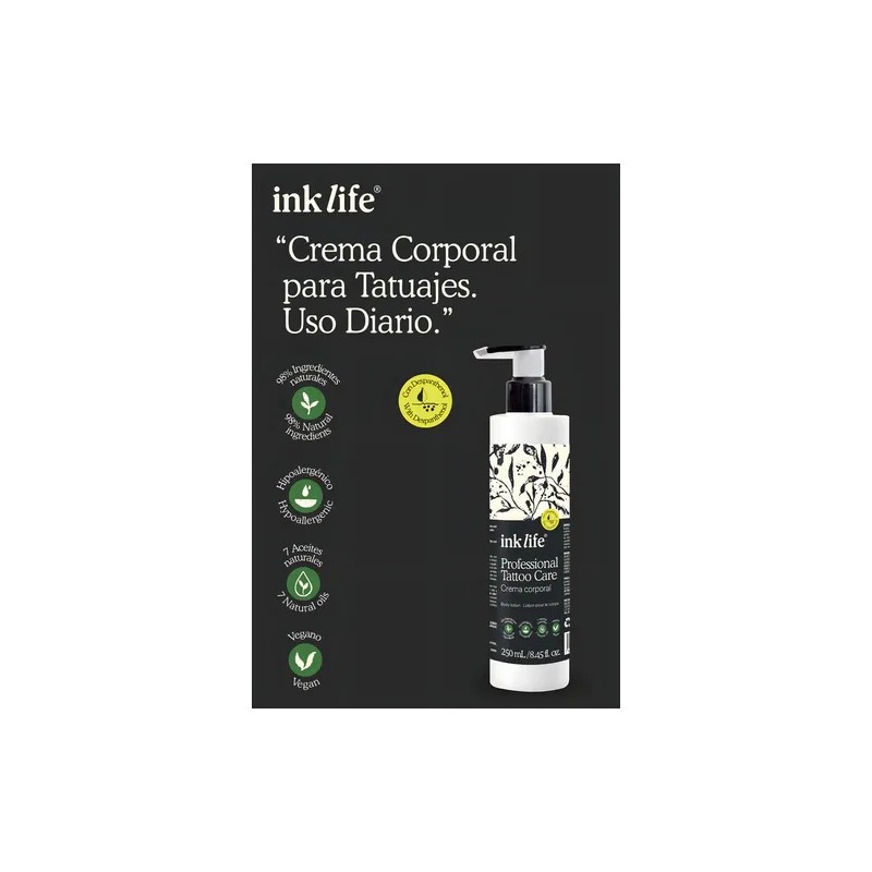 Ink Life Crema Cicatrizante Desinflamatoria Tatuaje 250ml Vegana