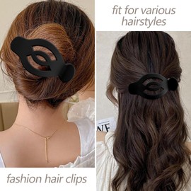 SuPoo Black 5 Inch Flat Claw Clips for Women Large Flat Hair Clips French Concord Hair Clips Side Slide Volume Clips Strong Hold Lay Hair Barrettes Duck Billed Hair Claws for Thick Thin Hair 4pcs