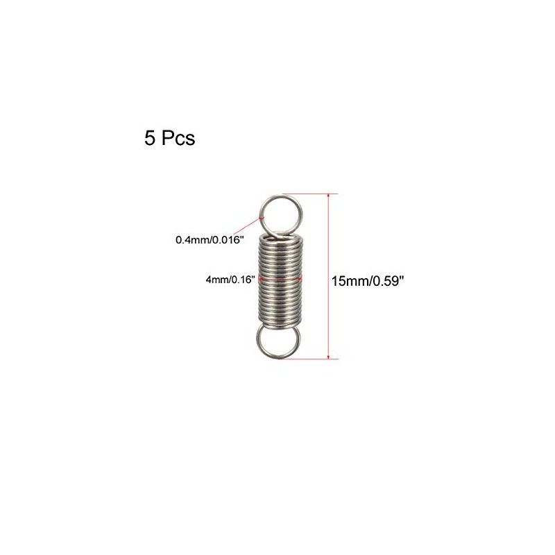 sourcing map Extended Tension Spring Wire Diameter 0.016", OD 0.16",