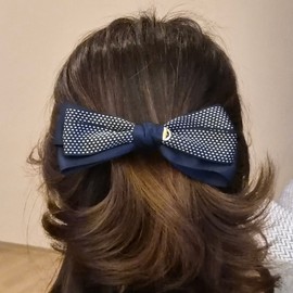 Burnaby dot color combination ribbon hairpin 10cm / 버나비 도트 배색 리본 헤어핀 10cm
