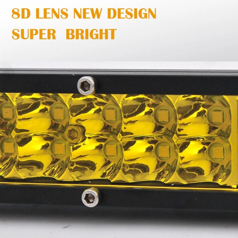 usparts888 14" inch Dual Row Bumper Yellow Led Light Bar
