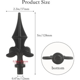 ZXNhome 10pcs Cast Iron Fence Finials - Trident Spear Shaped Black Finial Fence Topper for Yard Garden Lawn Iron Picket Fence Spire Decoration