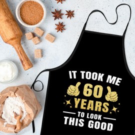 zukmvuh 60th Birthday Gifts for Men Women, 60th Year Old Gifts for Men, 60th Apron Birthday Ideas Funny Chef Apron for Women Men Grilling Cooking Baking