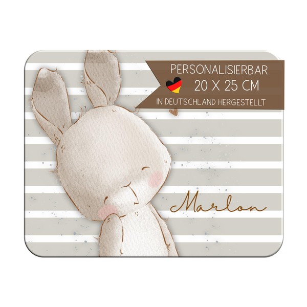 CreaDesign, Children's Breakfast Board Personalised with Name, Plastic Rabbit Love