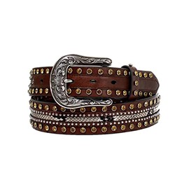 ARIAT Western Belt Womens Snake Skin Print Studs L Brown A1590002