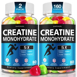 SHAPEINGIRL Creatine Monohydrate Gummies - Clean Creatine for Women Men for Muscle Strength, Improving Endurance & Post Workout Recovery - Creatine Supplement Mixed Fruit Flavors (160 Gummies)