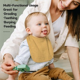 Susurration Muslin Baby Drool Bibs 10Pack Soft Square Adjustable Bandana Bibs for Unisex Baby Girls & Boys (Basic)