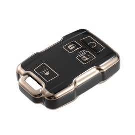 VekAuto Key Fob Cover Compatible for GMC Canyon Sierra, 4 Button Gold Tone Edge Fashion Soft TPU Black Remote Keyless Smart Key Fob Case Protection Shell