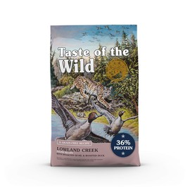 Taste of the Wild Grain Free High Protein Real Meat Recipe Lowland Creek Premium Dry Cat Food 14lb