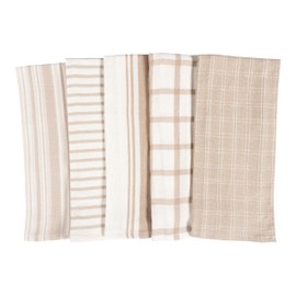 KAF Home Assorted Flat Kitchen Towels | Set of 10 Dish Towels, 100% Cotton - 18 x 28 inches | Ultra Absorbent Soft Kitchen Tea Towels | Perfect for Cooking, Cleaning, and Drying Hands (Beige)