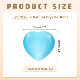 PATIKIL 20 Pcs Natural Heart Shaped Crystal Stone, 0.6 Inch Mini Polished Love Gemstone Crystal, Pocket Rock Engraved Worry Stones for Women Gifts Meditation, Bright Blue