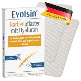 Evolsin Scar Patch with Hyaluronic & Patchtronic - For Surgical Scars, Caesarean Section, Keloids & Hypertrophic Scars, Supports Skin Barrier