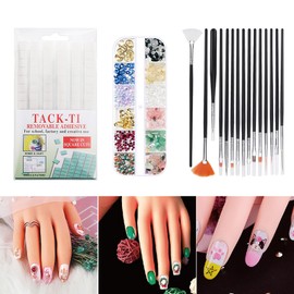 Practice Hand for Acrylic Nails,Nail Mannequin Hands for Nails Practice,Fake Nail Training Hand Manicure, Flexible Bendable Nail Hand with 100PCS Nail Tips,Painting Pen,Nail Clay and Nail Rhinestones