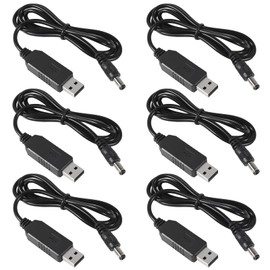 6-Pack USB DC 5V to DC 12V Step Up Converter Power Cable DC 12V Universal Power Cord with DC Jack 5.5 x 2.5mm or 5.5 x 2.1mm for Toys,Watches,Speaker,Camera,Monitor 3.3FT