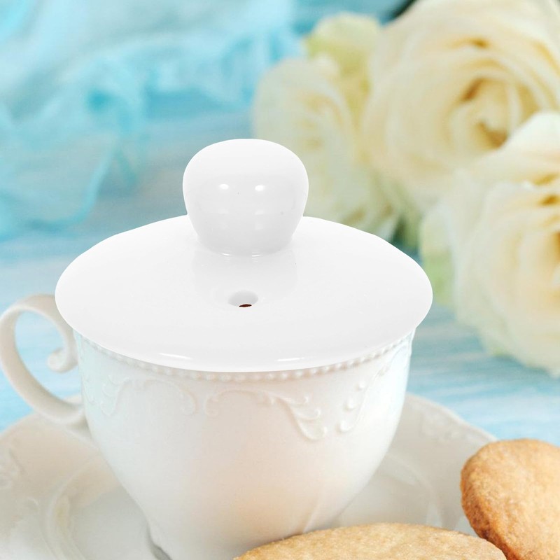 PRETYZOOM tea cup cover replacement teapot lid elegant white lid