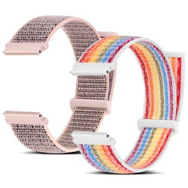 Huamanlou Nylon Watch Straps 16mm 18mm 20mm 22mm Quick Release Watchband for Men and Women, Adjustable Breathable Woven Sport Straps, 2 PACK