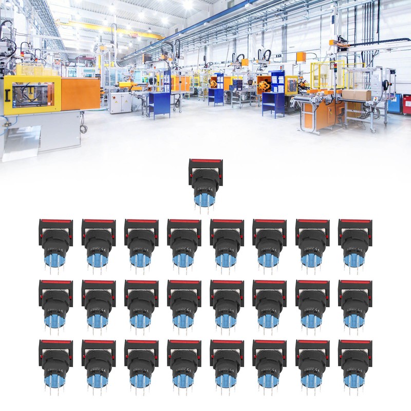 25Pcs Momentary Push Button Switch Self Locking Rectangle with Light