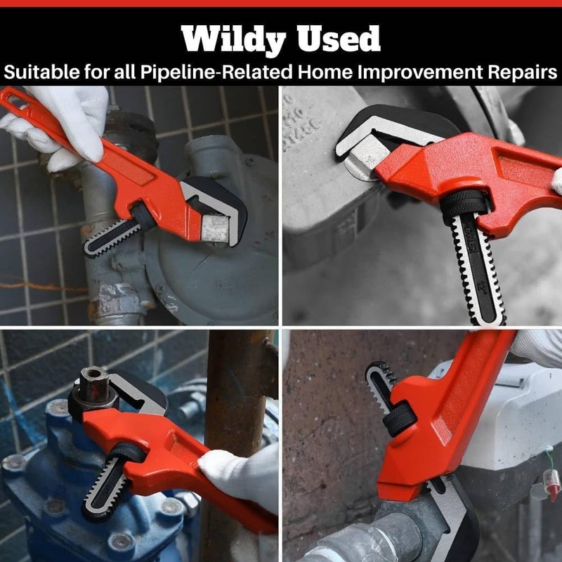 Uadme Offset Pipe Wrench, 9.5 inch Plumbing Hand Tools, Plumbers