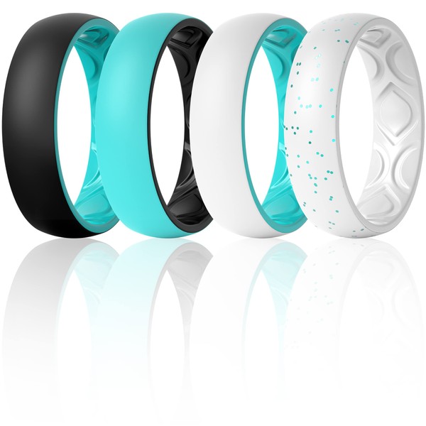 ThunderFit Silicone Wedding Bands for Women, Breathable 2 Layers 5.5mm