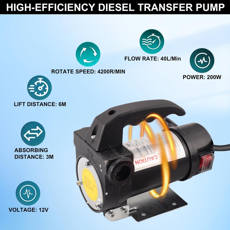 Diesel Transfer Pump 12V DC 10GPM Portable Fuel Transfer Pump