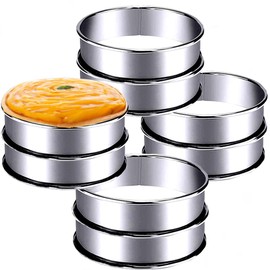 8-Pieces English Muffin Rings 4 Inch Crumpet Rings Stainless Steel Double Rolled Tart Rings Nonstick Metal Round Ring Molds for Cooking Baking Kitchen