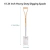 Berry&Bird Garden Digging Spade, 41" Stainless Steel Square Border Spade,