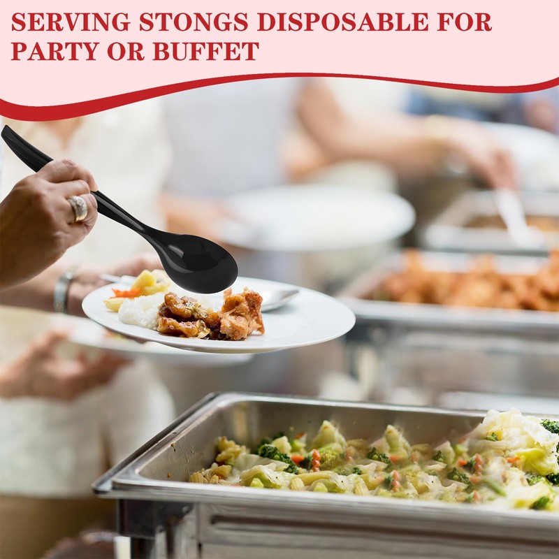 MWELLEWM 10" Serving Spoons Plastic Serving Utensils 12 Packs Disposable