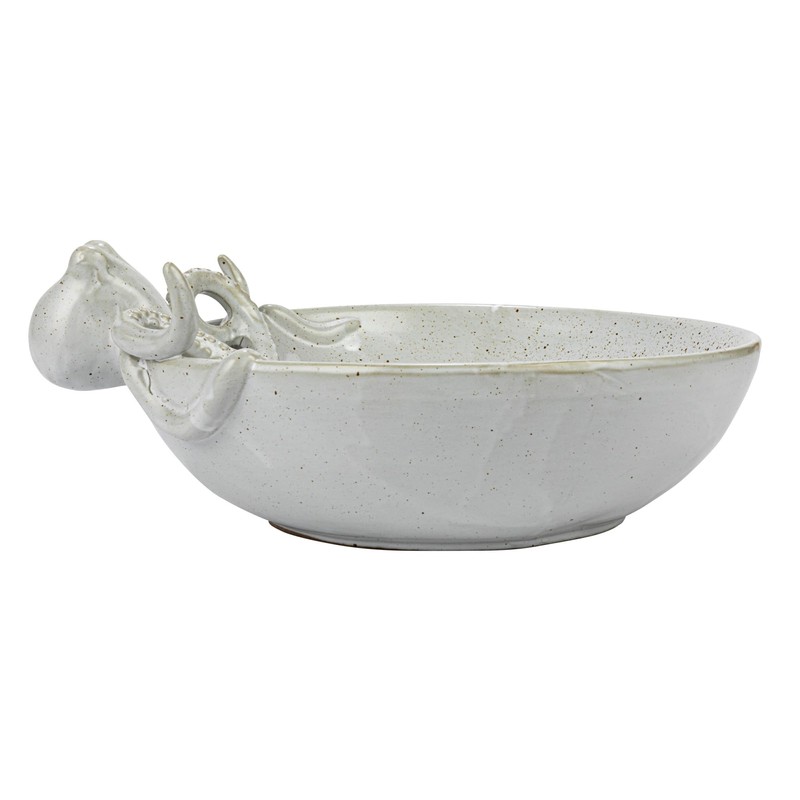 Creative Co-Op 13.75 Inches Stoneware Octopus Bowl with Reactive Glaze,