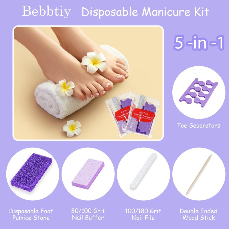 5 in 1 Disposable Pedicure Manicure Kit Sets (20, Count,