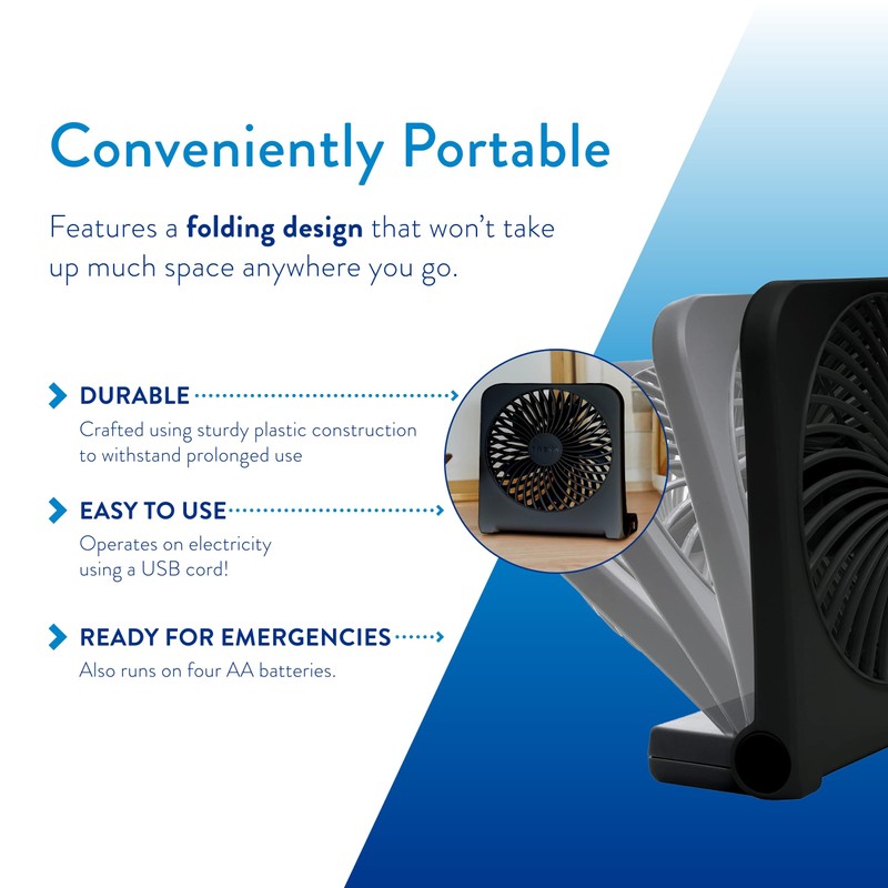 Treva 5-Inch USB and Battery Powered Desk Fan With Two