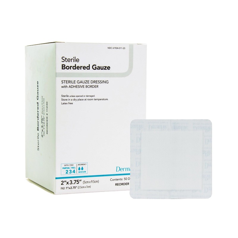 DermaRite's Sterile Bordered Gauze Dressing with Adhesive Border - Flexible