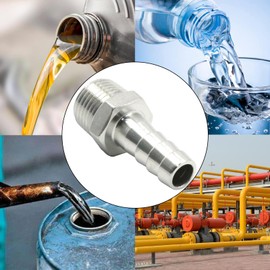 VIKKSAER 5 Pcs 1/2" Hose Barb to 1/2" NPT Male Thread Hose Barb Fitting, Stainless Steel Hose Barb Fitting, Connector Hex Adapter for Fuel Water