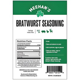 Meehan's Pork or Deer Bratwurst Seasoning, 1.16 lbs. Makes 25lbs.