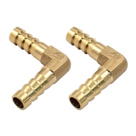 Hordion 2PCS 5/16" Hose Barb Fitting 90 Degree Elbow Connector, Right Angle Brass Barbed Fitting for Water Fuel Air