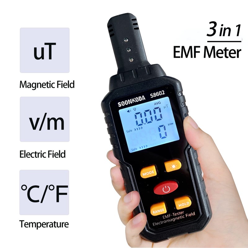 3 in 1 EMF Meter,EMF Reader,Electromagnetic Field Radiation Detector,EMF Tester