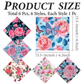 CREATCABIN 6 Packs Microfiber Cleaning Cloth Elegant Flower Design Microfiber Cloth Soft Multicolor Glasses Cleaner Wipes Cloth for Reusable Eyeglasses Camera Cell Phone Screens Glasses 6.1x6.1 Inch