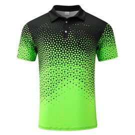 Seadodo Funny Golf Shirts Short Sleeve for Men Fluorescent Green Polo Shirts Gradient Dry Fit Tennis Golf Jersey M