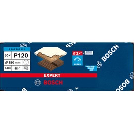 Bosch 50 x Expert C470 Sandpaper with 6 Holes (for Paint on Wood, Diameter 150 mm, Grit 120, Professional Accessories, Random Orbital Sander)