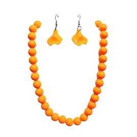 MMIUAEG Bohemian Flower Dangle Earrings Neon Colored Round Beads Necklace for Women Boho Petal Charm Earrings Colorful Statement Beaded Jewelry for Beach Summer Holiday-Orange