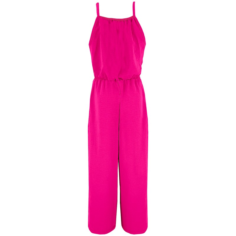 Girls Long Sleeveless Dungarees (code 8809) Fuchsia 12 Years
