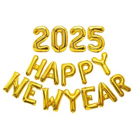 Gold Happy New Year Balloons 2025, 16 Inch 2025 Balloons Numbers, New Years Eve Party Supplies 2025, NYE Decorations 2025, Happy New Year Decorations 2025 Gold