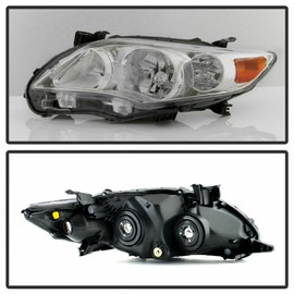 YLT AUTO Chrome Housing Headlights Replacement Kit for 2011-2013 Toyota Corolla, Headlight Headlamps Clear Lens Fit for 2011-2013 Toyota Corolla S Le Ce Xle Xrs(A Pair)