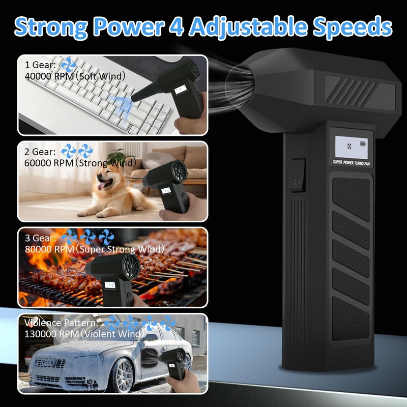 YLSD Electric Air Duster, 130000RPM Mini Turbo Jet Blower with
