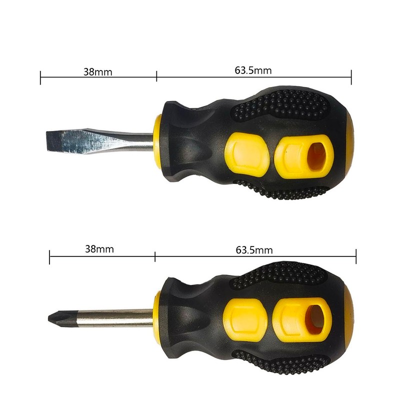 2PCS Short Phillips-Head and Flathead Screwdrivers,Pocket Magnetic Screwdriver Set for
