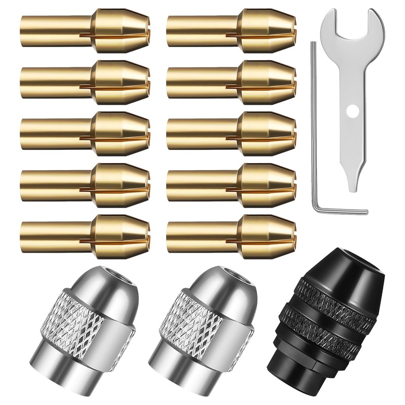 15PCS 4486 Multi Chuck Collet Set Compatible with Dremel, Keyless