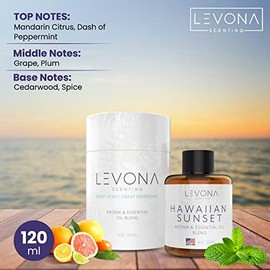 Levona Scent Essential Oils - Scents for Home, Hotel & Office Use - Perfect for Home Diffuser & Humidifiers - Aroma Fragrance Oil, Ideal for Massage, Relaxation, and Spa - Hawaiian Sunset, 120ml