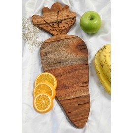 Affinity Decor Carrot Shaped Wood Serving Board, Organic Wood Cutting Board for Kitchen, Wooden Charcuterie Boards, Funny Easter Serving Platter for Cheese and Food, 16.2" x 6.1"