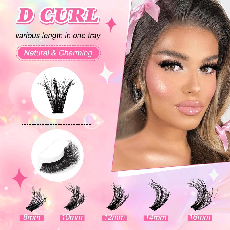 200 Pieces DIY Eyelash Extensions Set, 8-16 mm, Mixed Fluffy