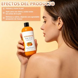 2PCS Shower Gel de Caqui Desodorante-Control Eficaz Del Olor Corporal,Gel de Ducha Refrescante,Persimmon Body Wash,Aclarante para La Piel, Reduce Opac